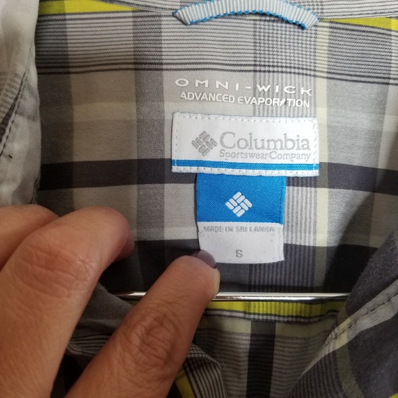 Columbia Men's Plaid Gray Yellow Button Shirt Sz S - Picture 6 of 7